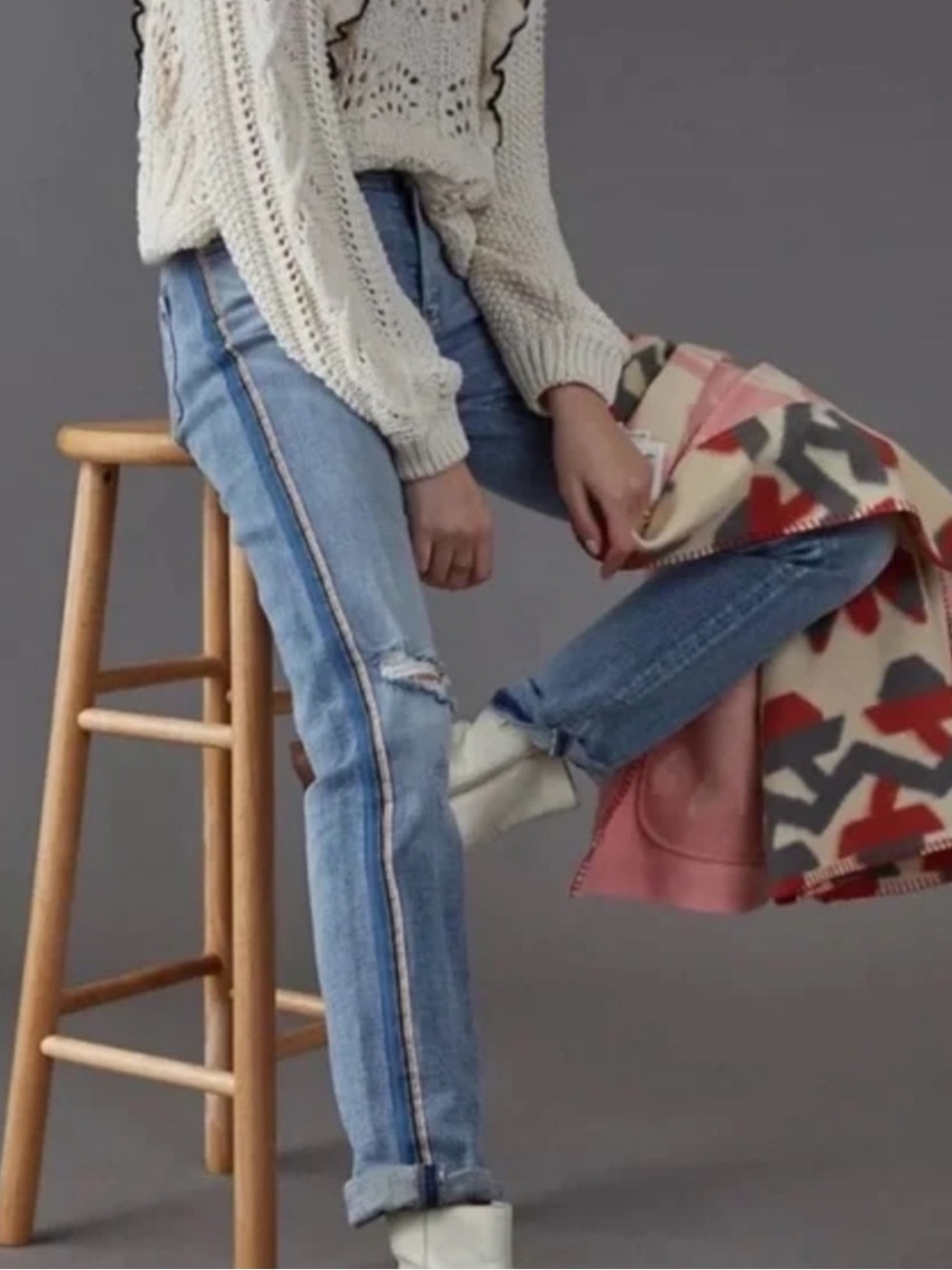 Pilcro & Letterpress Slim Boyfriend Jeans Side Stripe 26